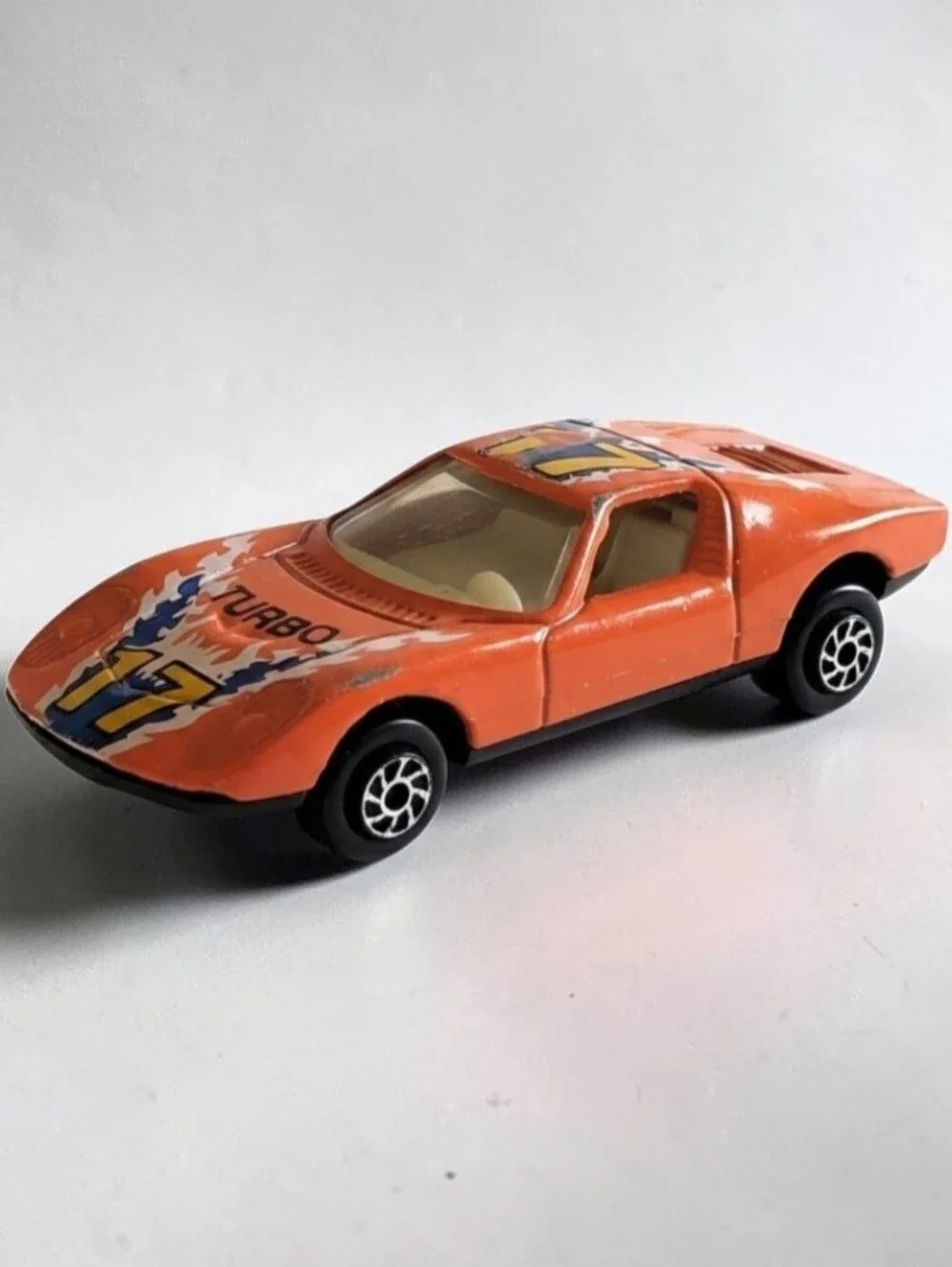Yatming #17 Turbo Orange Lamborghini Miura Decal Tomica-sized Die-Cast 1:64 Toy.